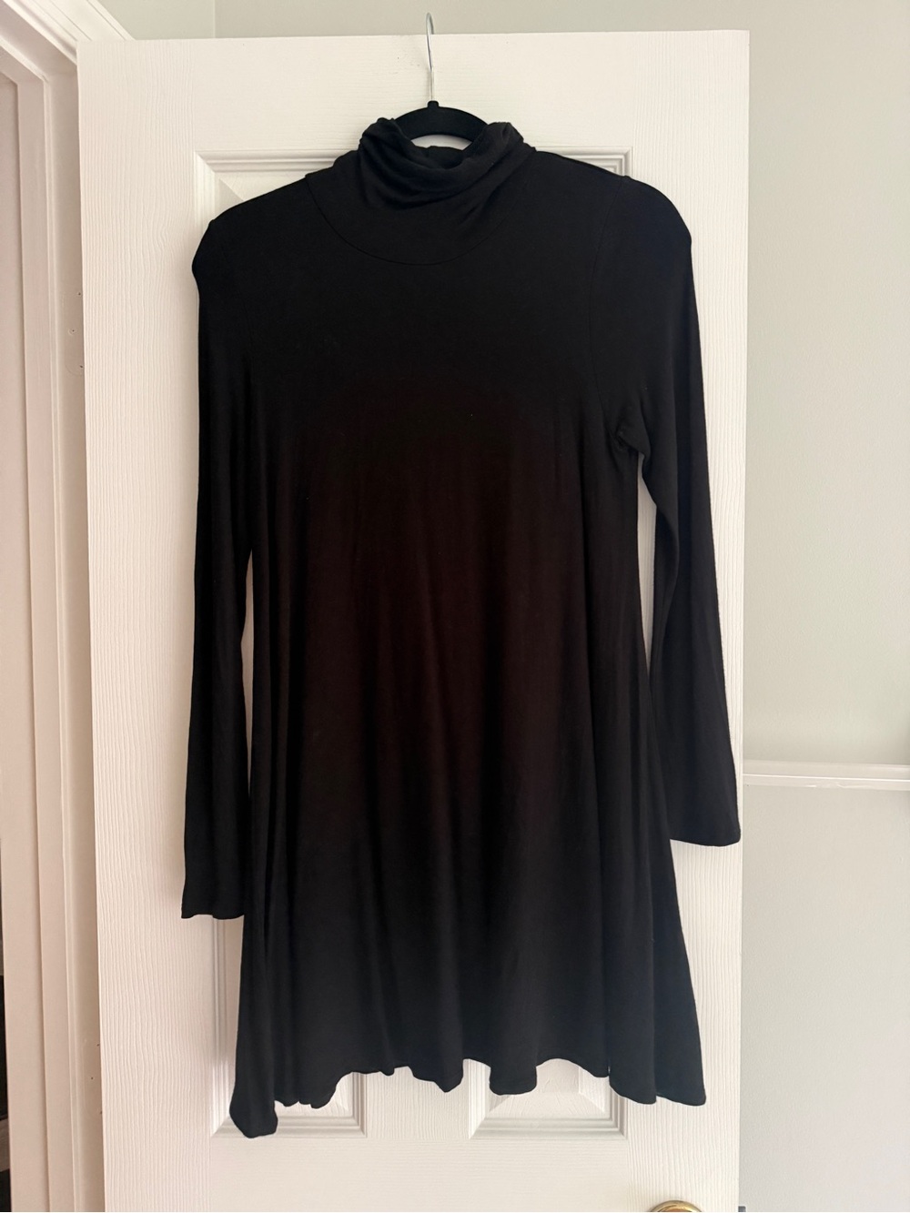 Lulu's Black Long-Sleeve Turtleneck Swing Dress
